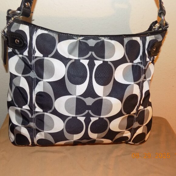 Coach Black and White Shoulder Bag # 26023 - Picture 3 of 6